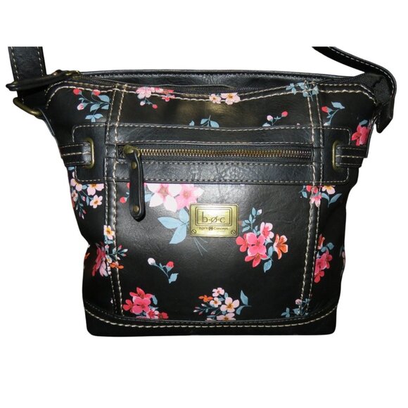 b.o.c Born Brierly Black Floral Vegan Leather Crossbody Gorgeous bag! - Picture 1 of 11